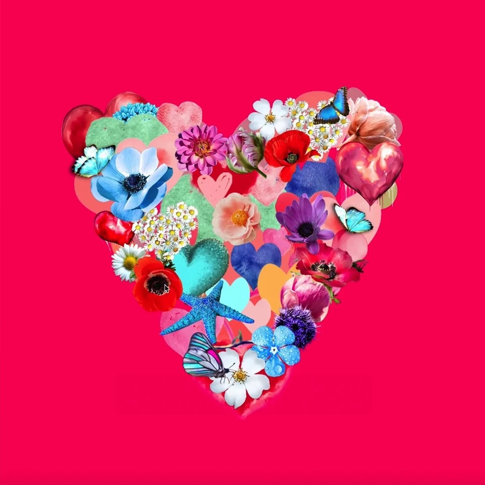 Flower Heart sent digitally - romantic gift with blossoms