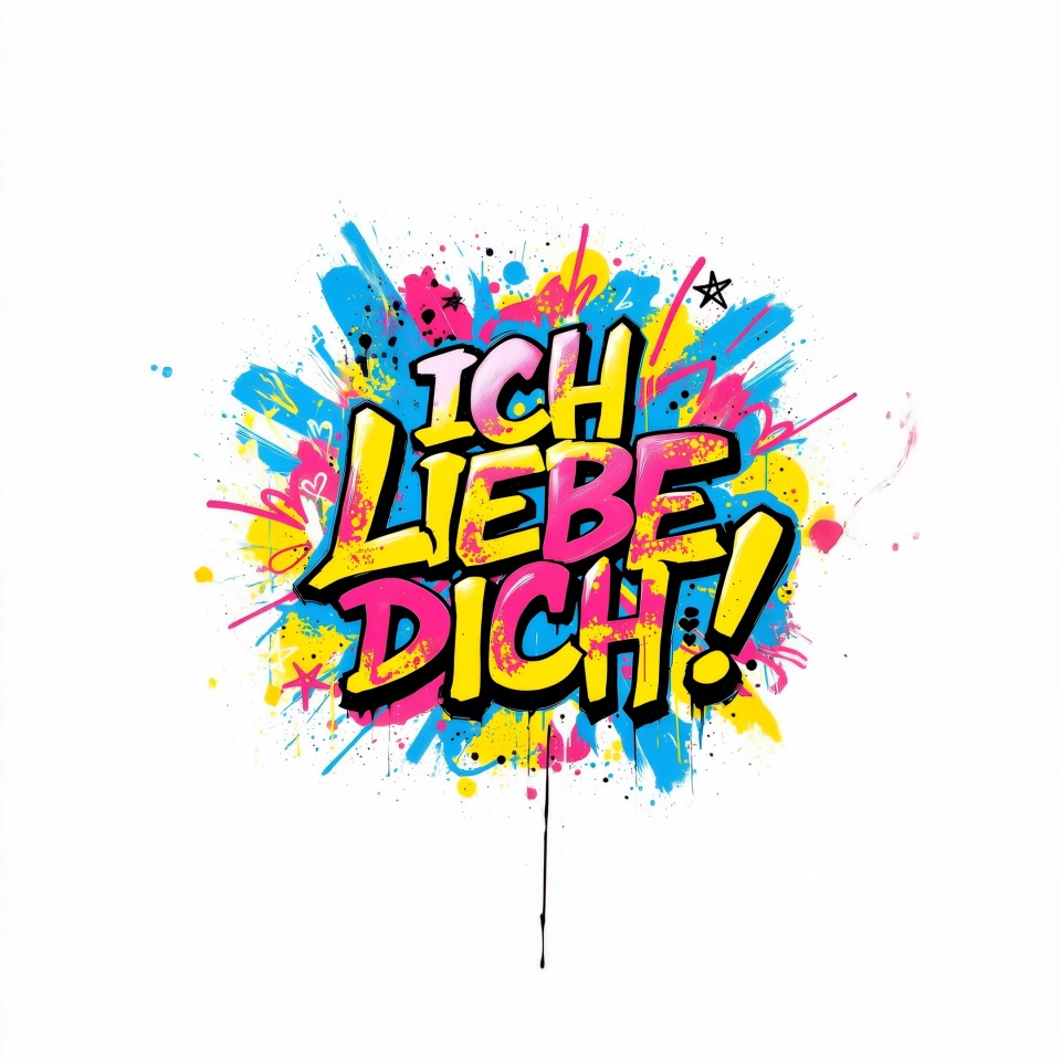I love you - a digital love message bursting with neon, street art and emotion.